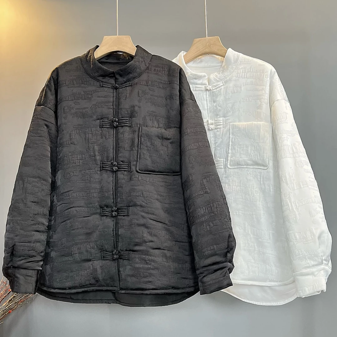 5030新中式国风盘扣刺绣单口袋立领棉衣外套3365