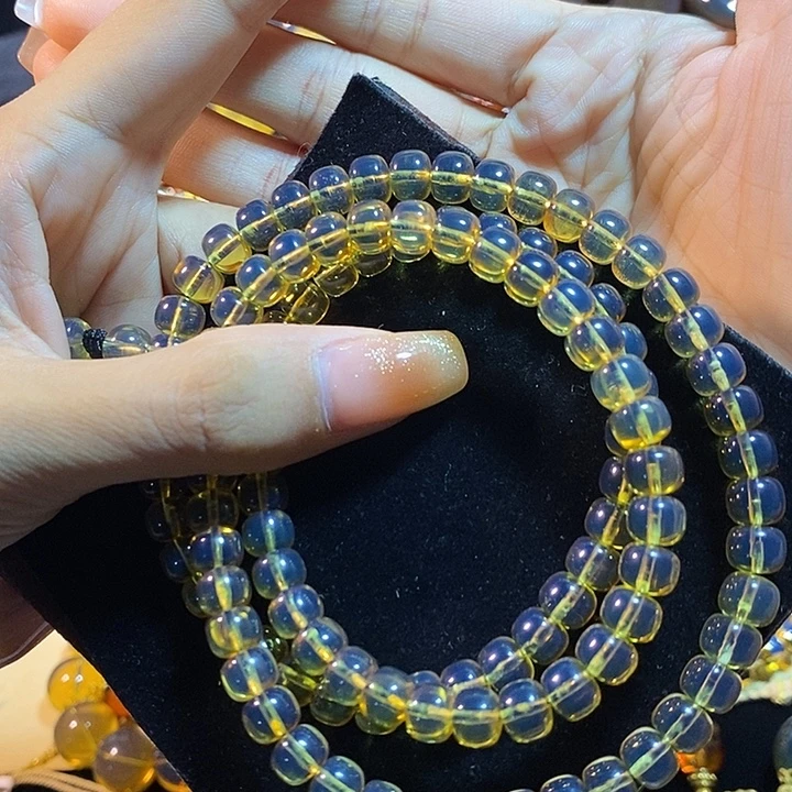 蓝珀未镶嵌珠宝奇石墨西哥蓝珀老型佛珠7