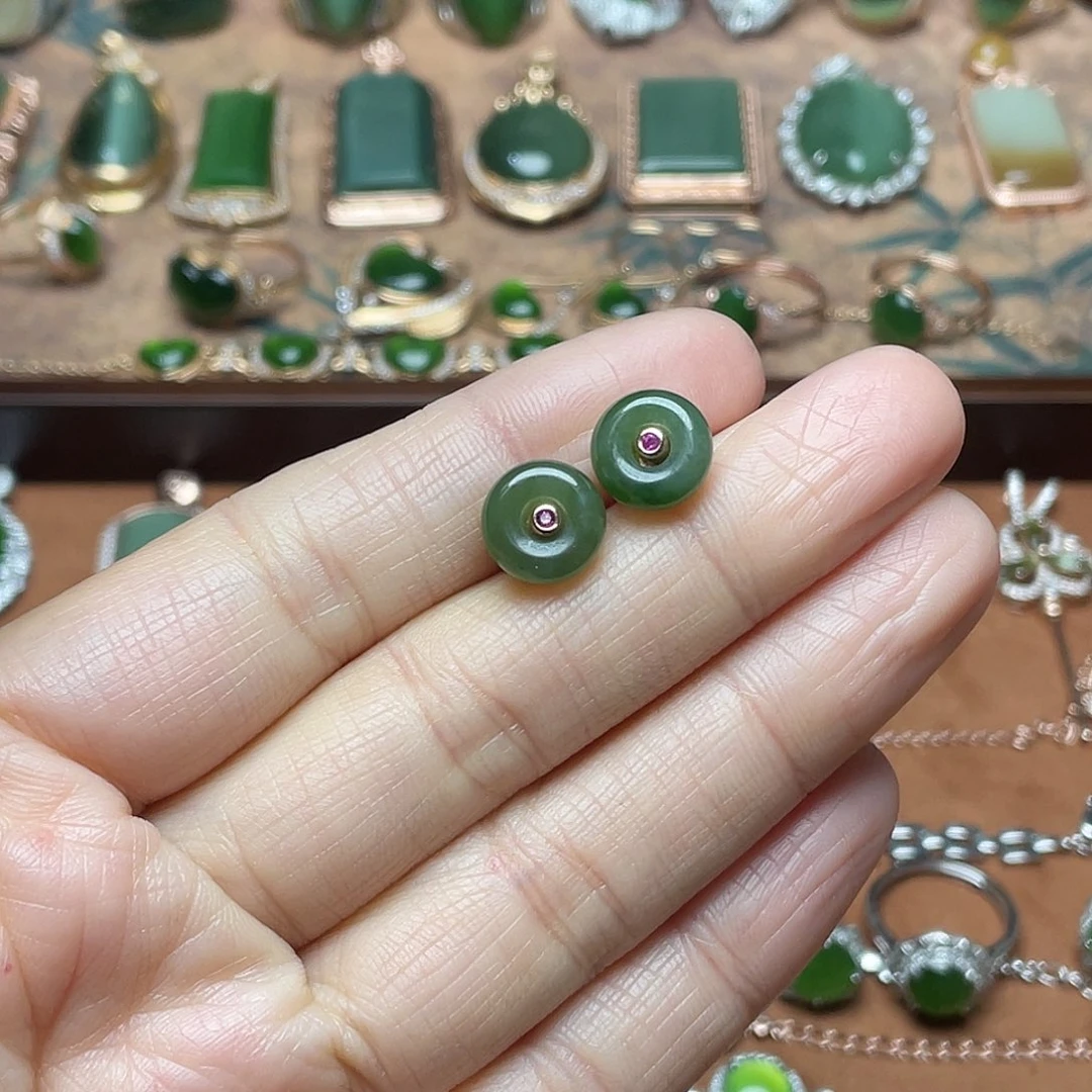 和田玉（碧玉）银S925镶嵌吊坠(不含链)