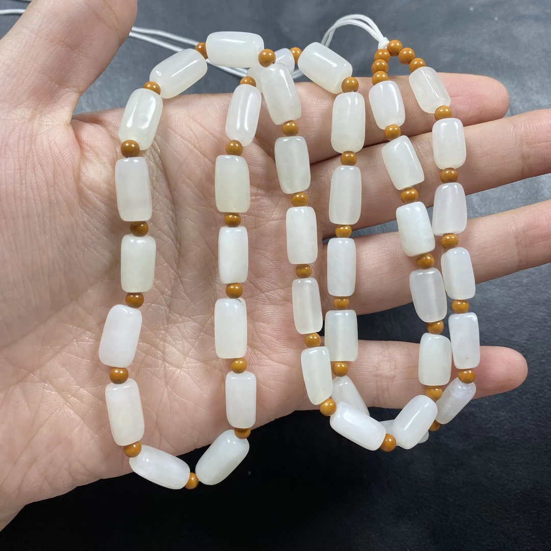 和田玉白玉竹节款链子 百搭时尚款 62周长 多样性发其一