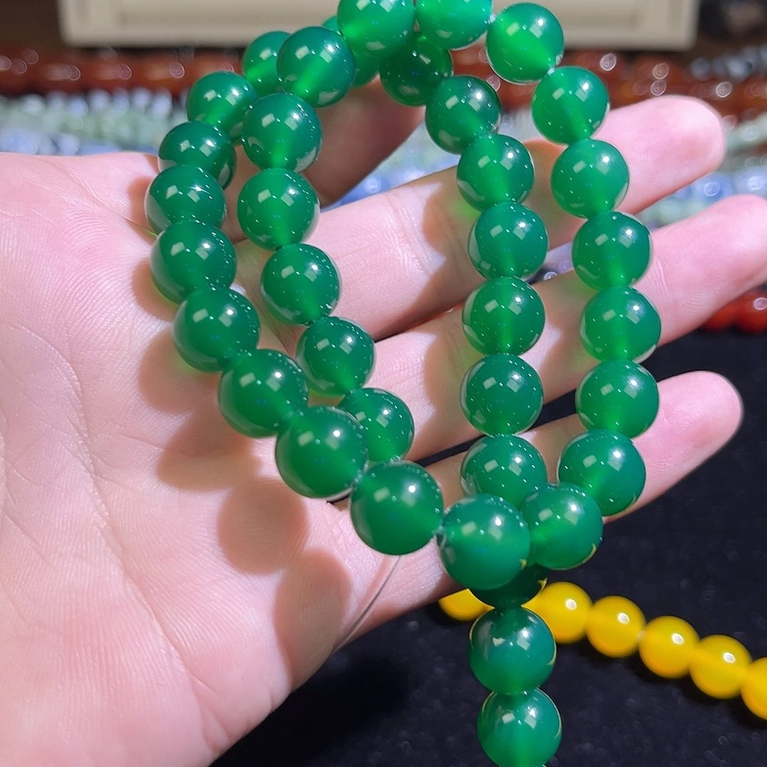 玛瑙/玉髓未镶嵌珠宝半成品绿玛瑙卡10mm