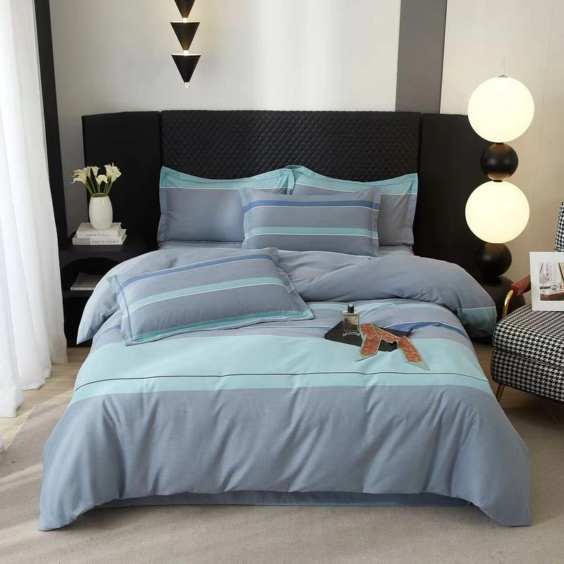 【直播专享】简约斜纹亲肤床单被罩床上用品四件套磨毛印花