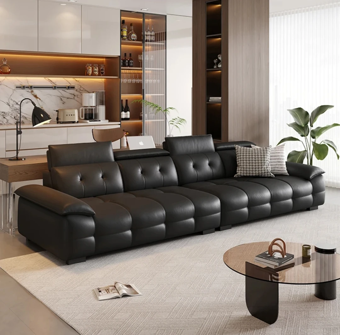 高靠劳伦斯真皮头层牛皮大户型沙发轻奢落地客厅创意简约双人北欧