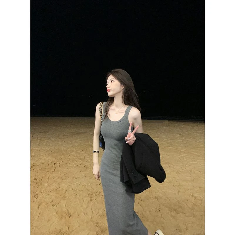 lkk高级感背心吊带连衣裙女2025夏季茶歇法式气质显瘦收腰裙子中