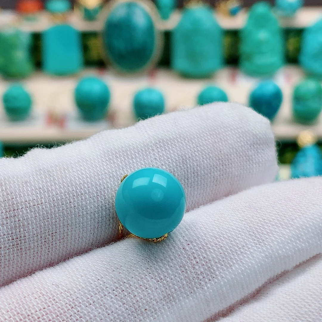 绿松石未镶嵌珠宝奇石圆珠9.8