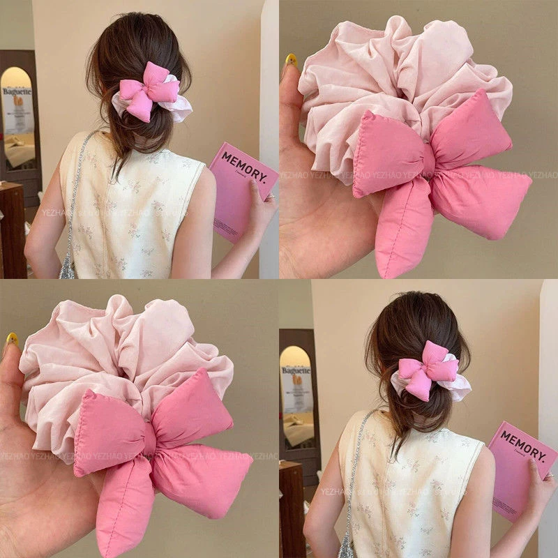 ins韩系海绵蝴蝶结大肠发圈甜美少女2025春夏新款高级感扎发绳qy