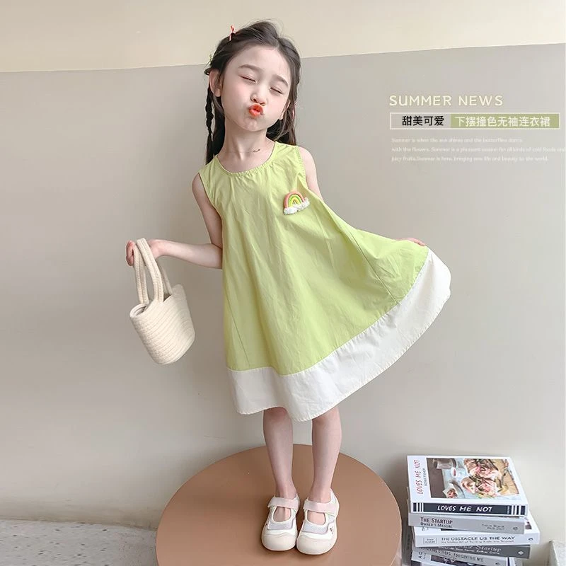 女童纯棉连衣裙夏季2025新款洋气儿童公主夏装小女孩无袖背心裙子