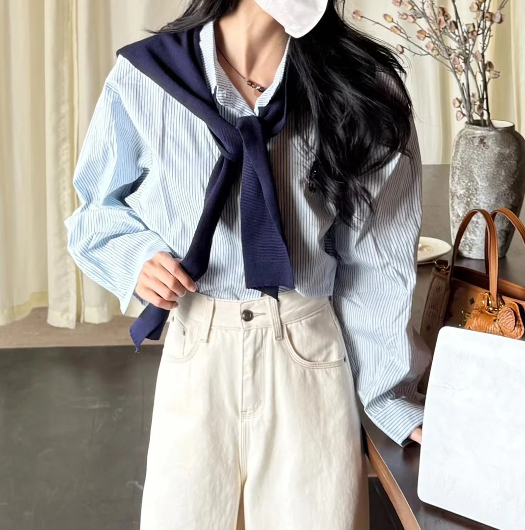 时尚气质小披肩长袖衬衣女款2025秋季新款设计感叠穿显瘦休闲上衣