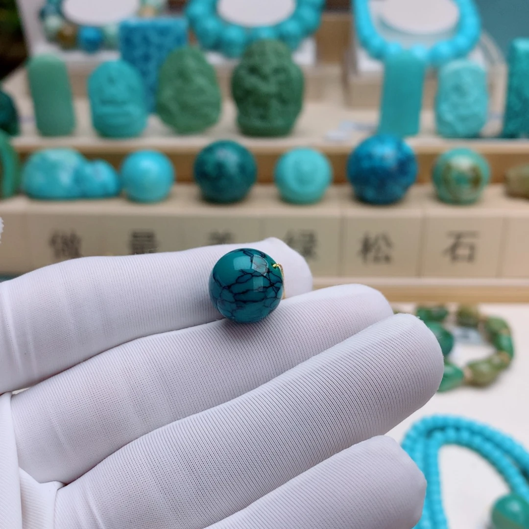 绿松石未镶嵌挂件网花圆珠