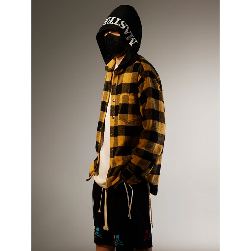 Masterndjunior暗黑潮牌高街格纹骷髅王个性连帽外套MJ22SSW028