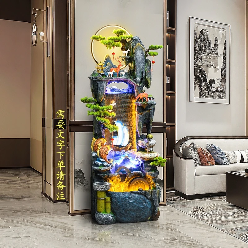 一帆风顺家用客厅落地招财假山流水生财景观家中流水生财摆件