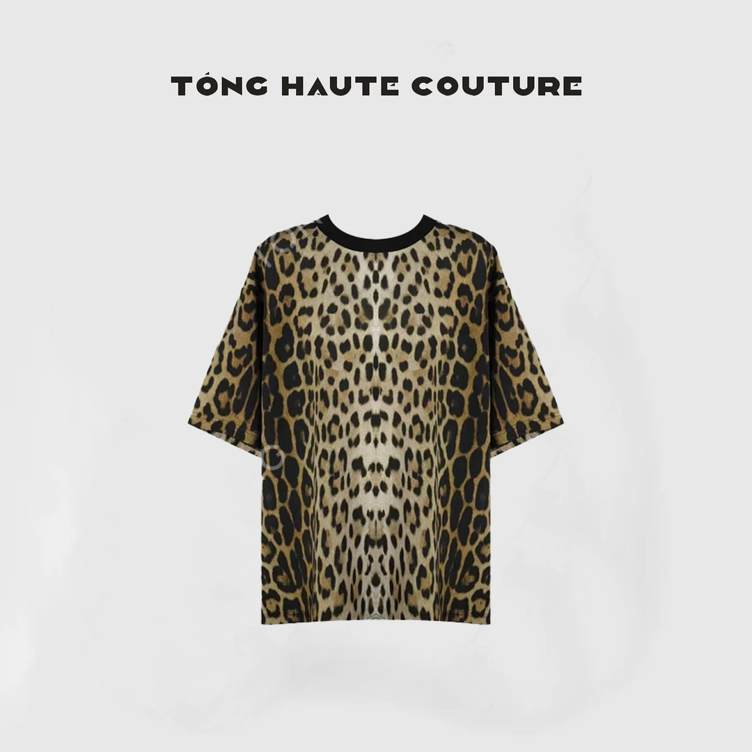 【时雨】桑蚕丝百搭宽松潮流豹纹T恤 YY036