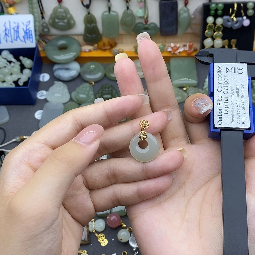 和田玉银S925镶嵌吊坠(不含链)