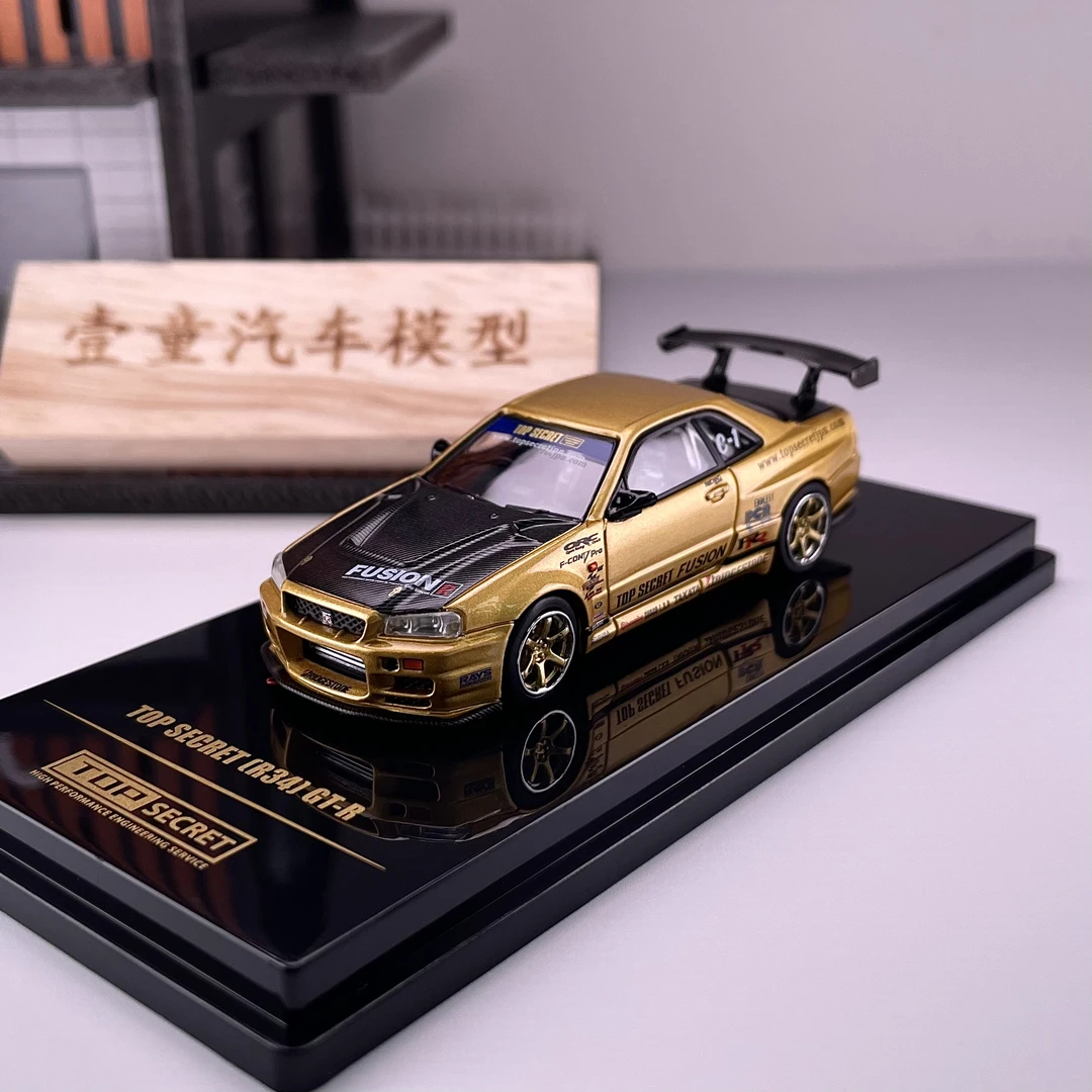 【壹童现货】INNO 1:64 尼桑GTR R34 金色碳盖 合金汽车模型