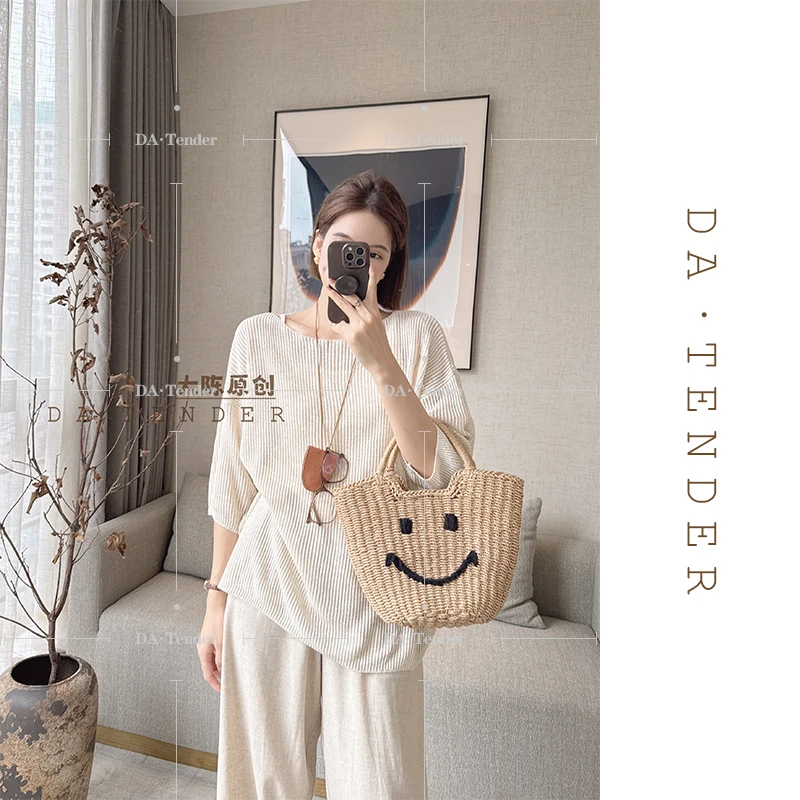 DA【清-秋款】挽香肩天丝亚麻上衣-WX952