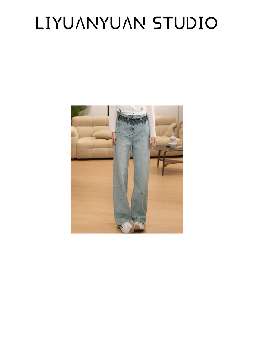 【元元】波西米亚风 2025时尚新款 设计版型修身显瘦直筒裤1578