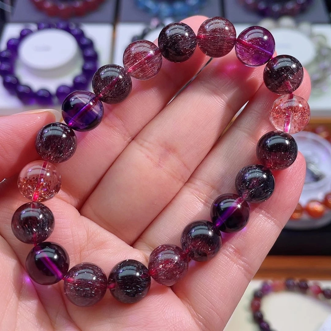 未镶嵌手链水晶黑加仑超七手链