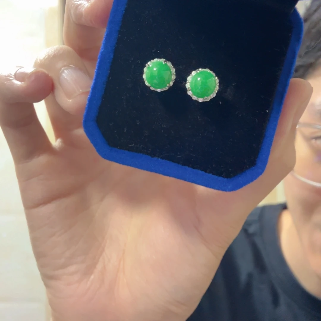 翡翠银S925镶嵌耳饰耳饰