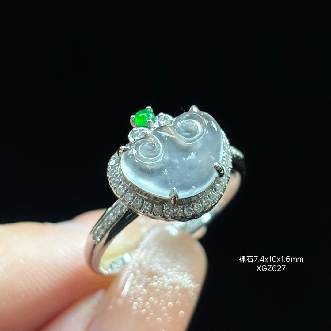 《缅甸珠宝严选》缅甸翡翠高冰如意戒指（下单质询客服）XGZ