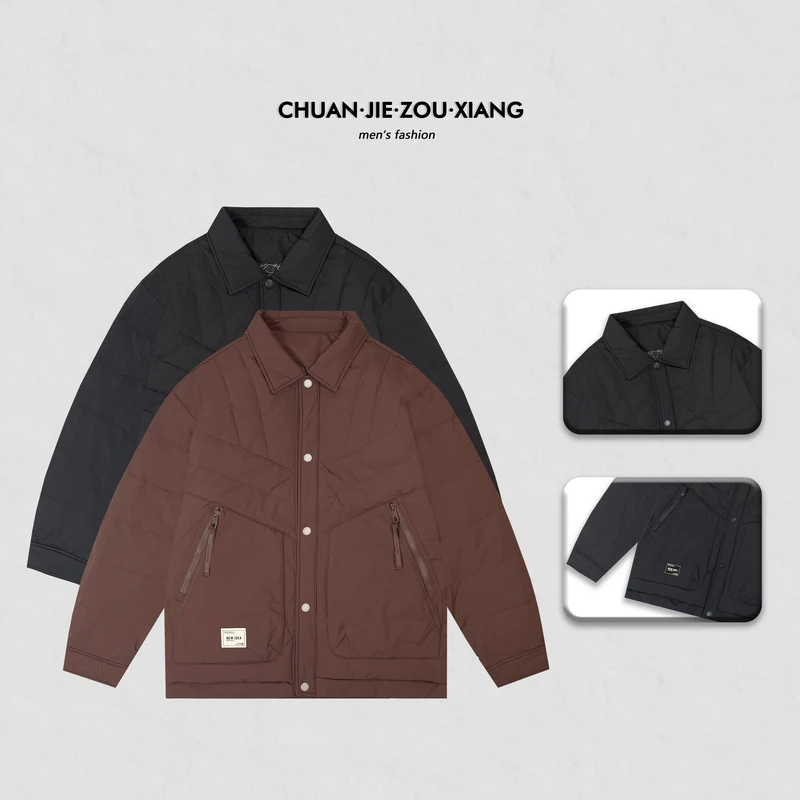 《穿街走巷》冬季翻领休闲轻薄情侣款羽绒服外套1102