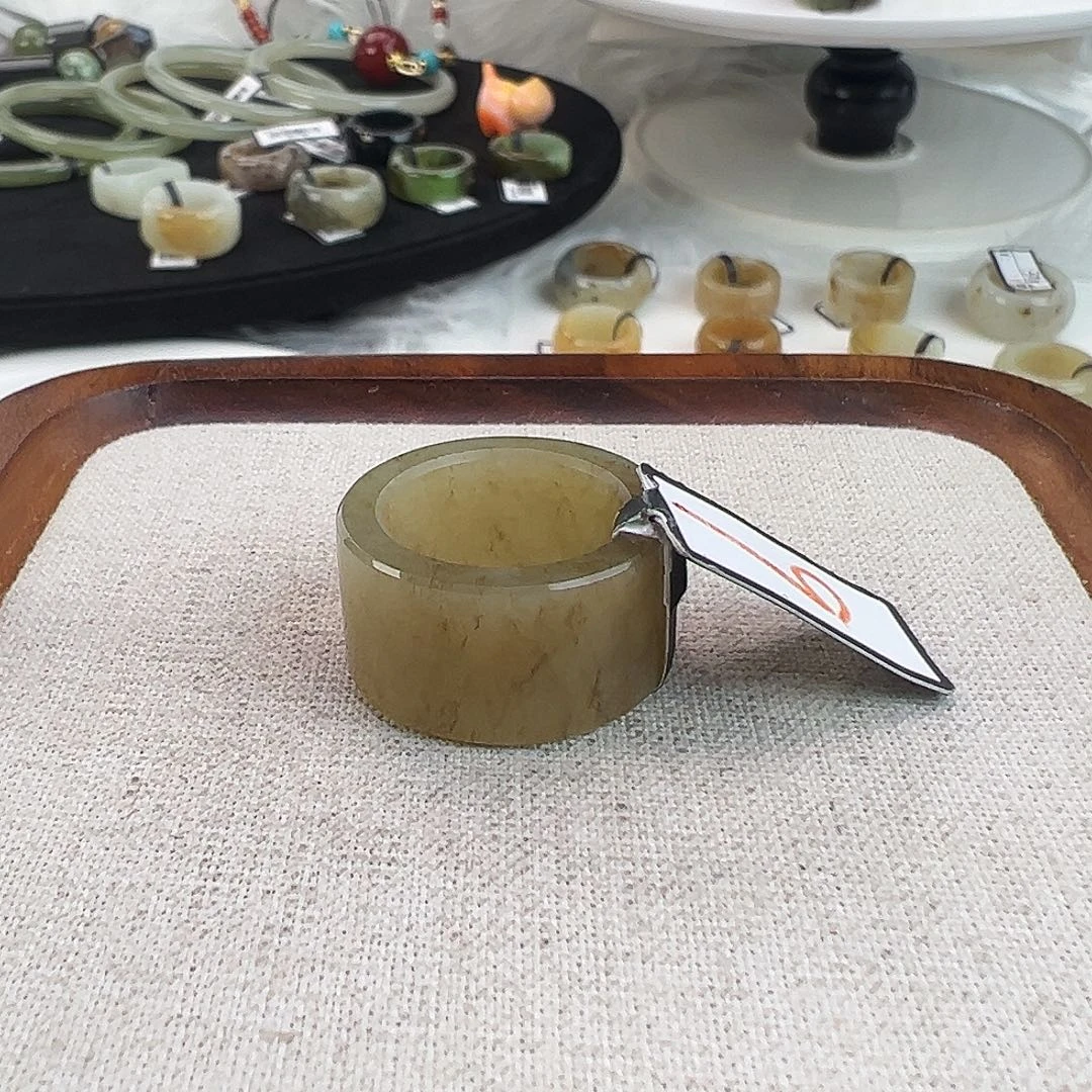 和田玉未镶嵌戒指w97糖草花直切16.9不退换