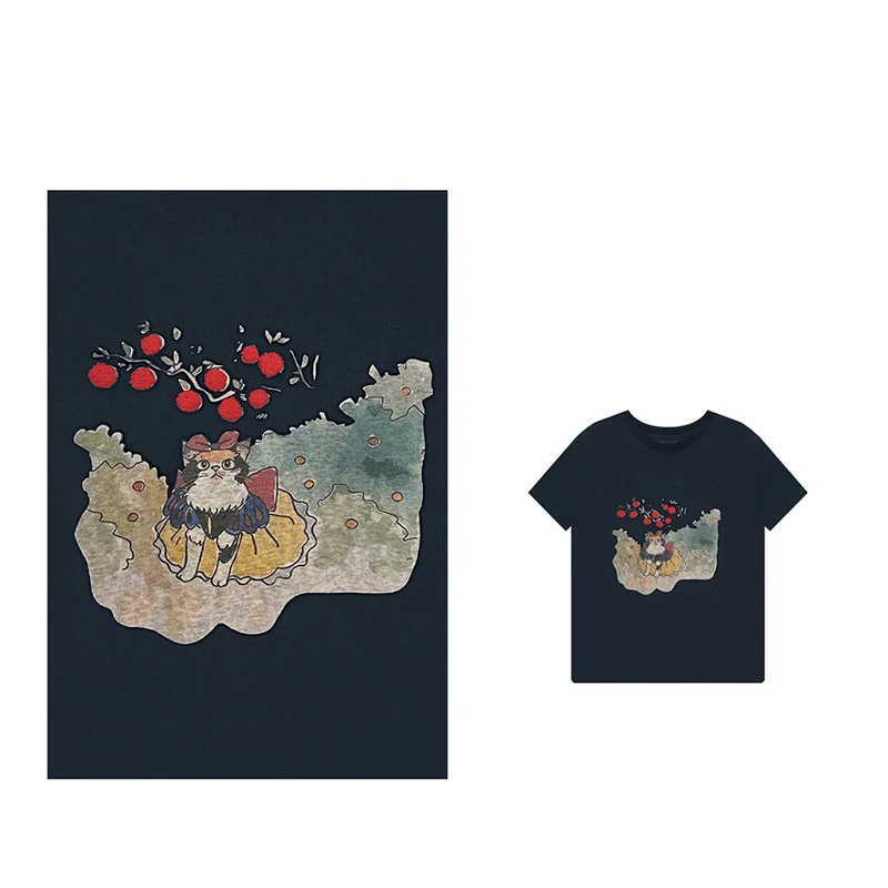 简约时尚印花黑色短袖T恤女夏季2025新款小个子巨好看通勤ins上衣