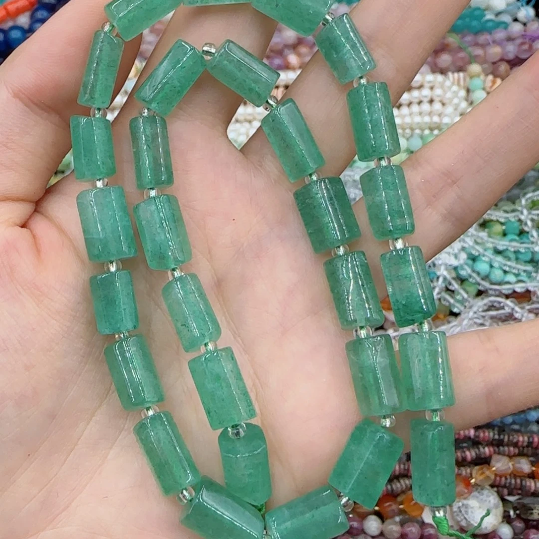 玛瑙/玉髓未镶嵌珠宝半成品绿草莓手工管珠一条