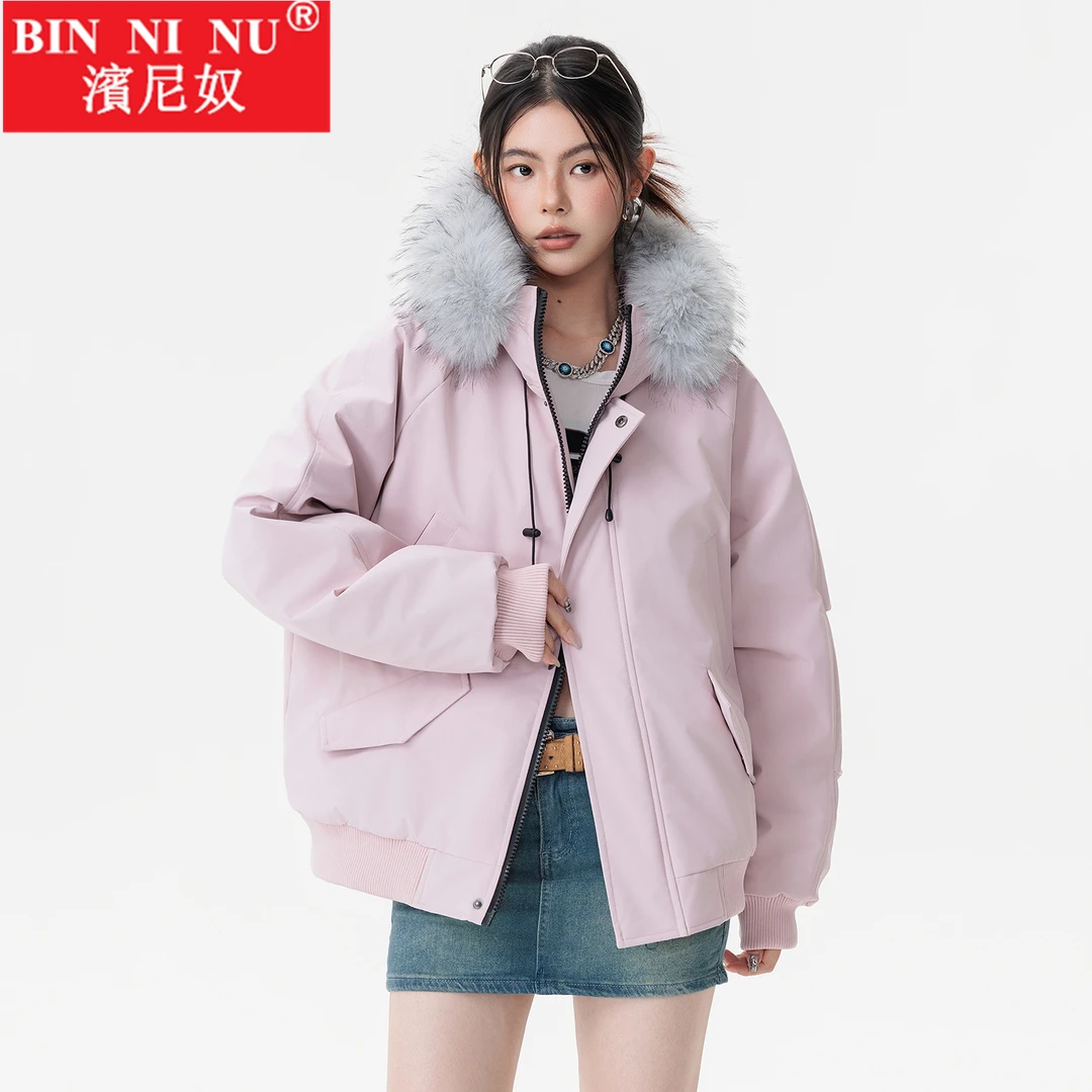 潮牌大口袋设计加厚压缩空气棉座山雕可拆大毛领派克棉服男女同款
