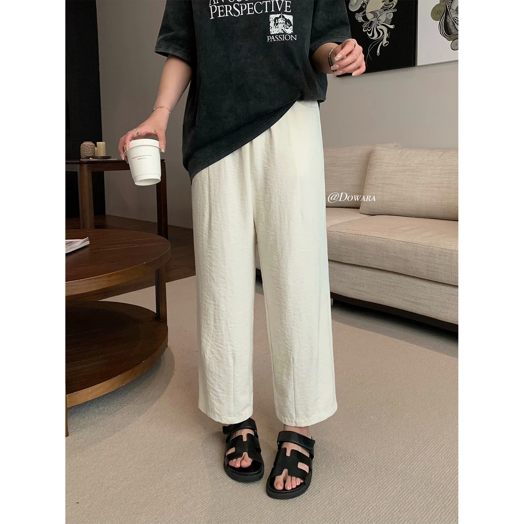 现货大婉酱微胖定制【夏季香蕉裤】百搭垂感显瘦休闲裤九分裤 8096D