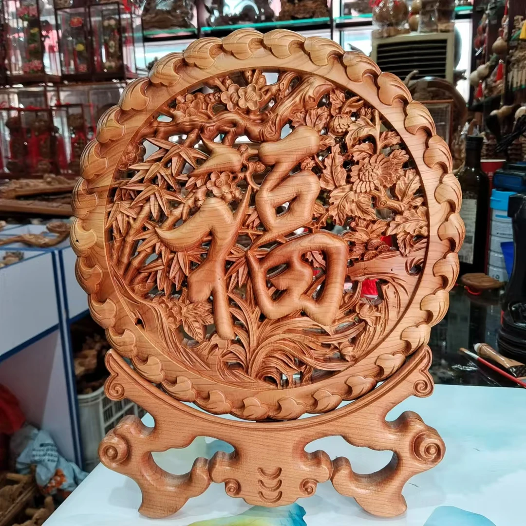 天然正宗桃木圆盘摆件家居办公室扳手礼