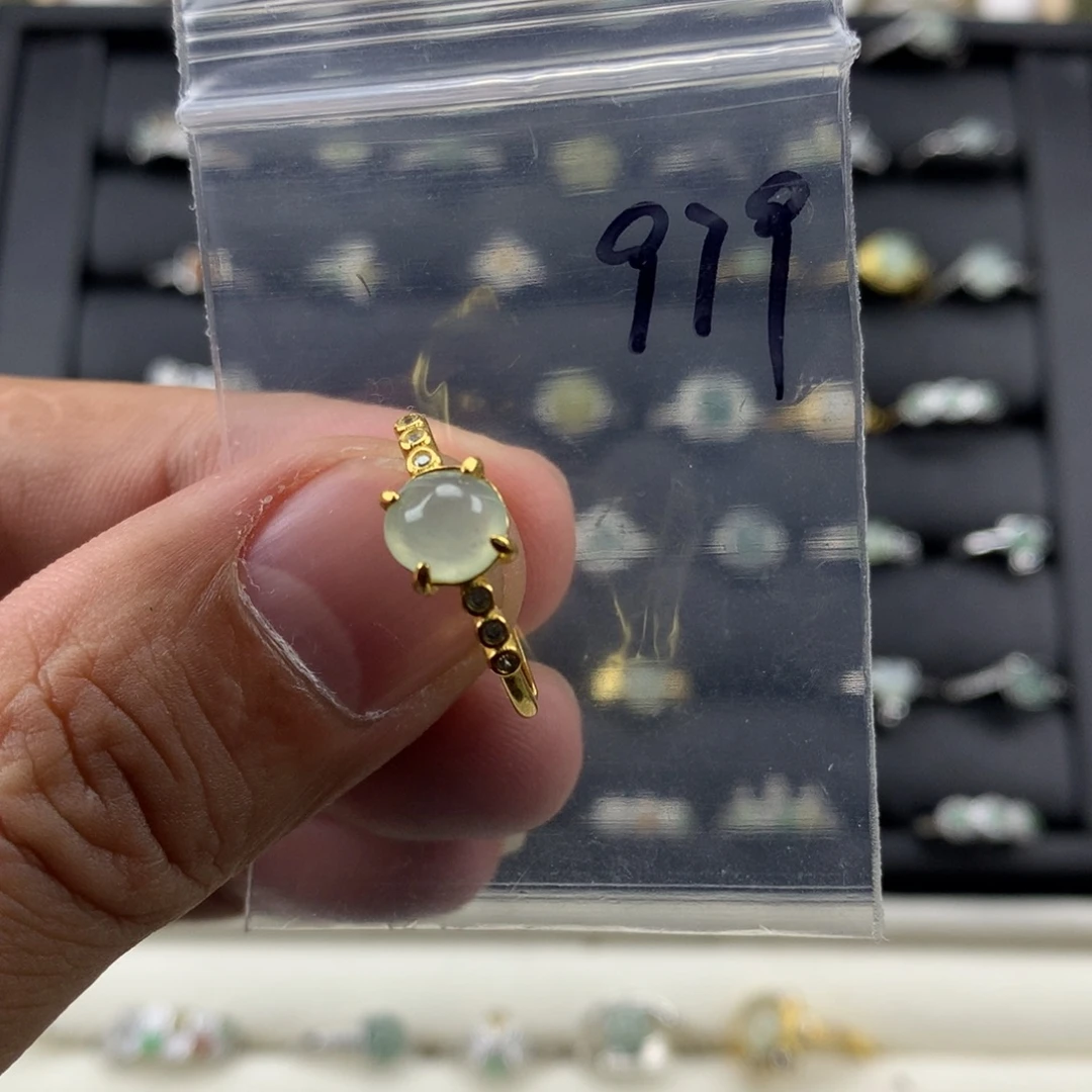 翡翠银S925镶嵌戒指979