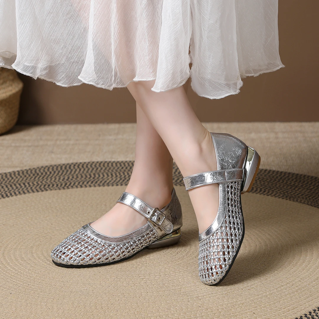 【Ciafoce纤芙森】9001通勤法式浅口圆头洞洞鞋时装凉鞋妈妈鞋