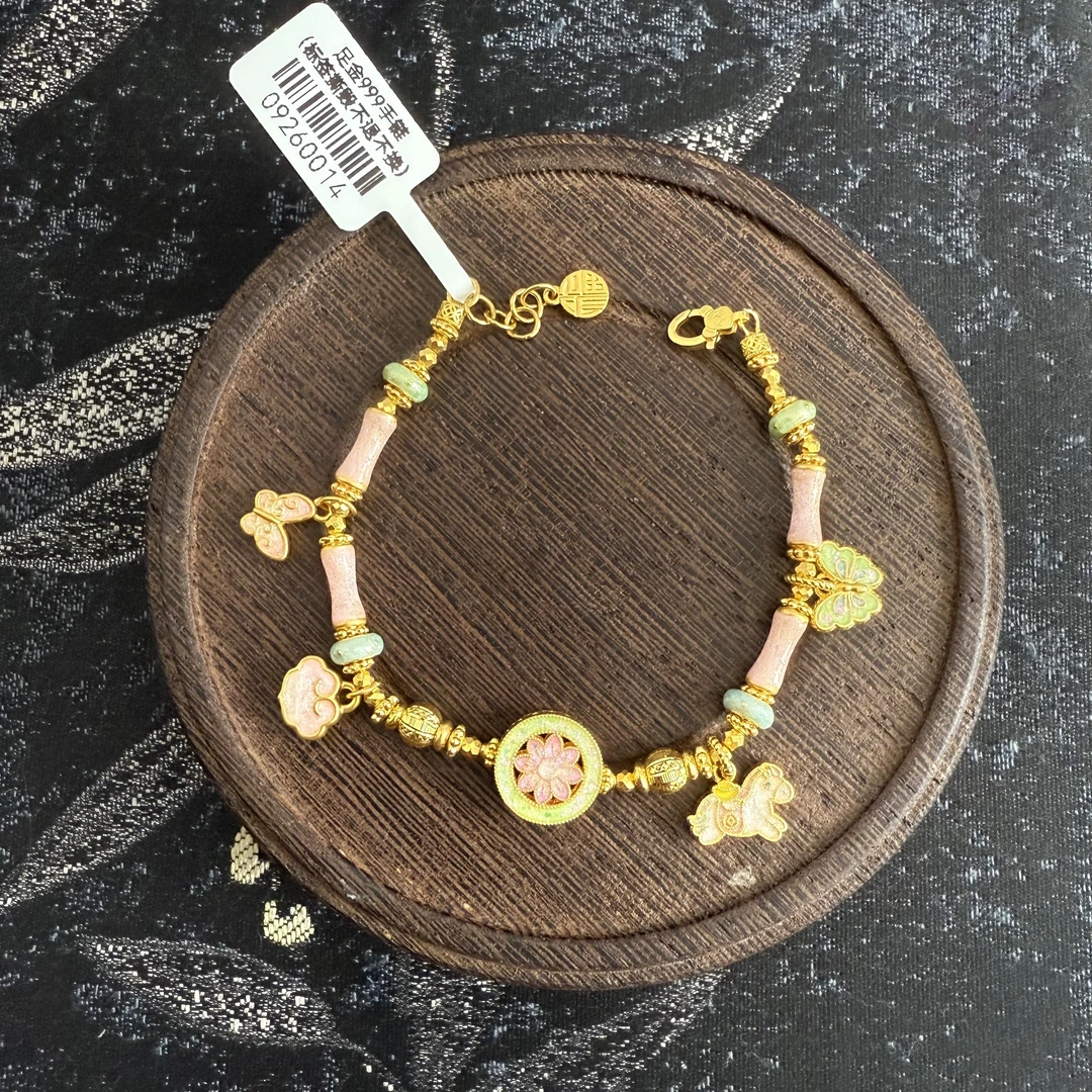 足金999投资金 竹节祥云小马提溜手链 09260014
