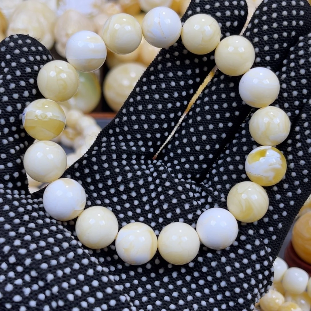 琥珀未镶嵌手串同料圆珠手串13.1mm