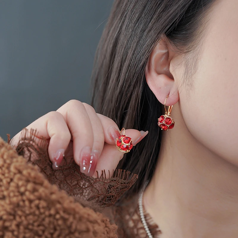 铜合金耳饰 红色高级感百搭仙女甜美可爱小众简约N1482
