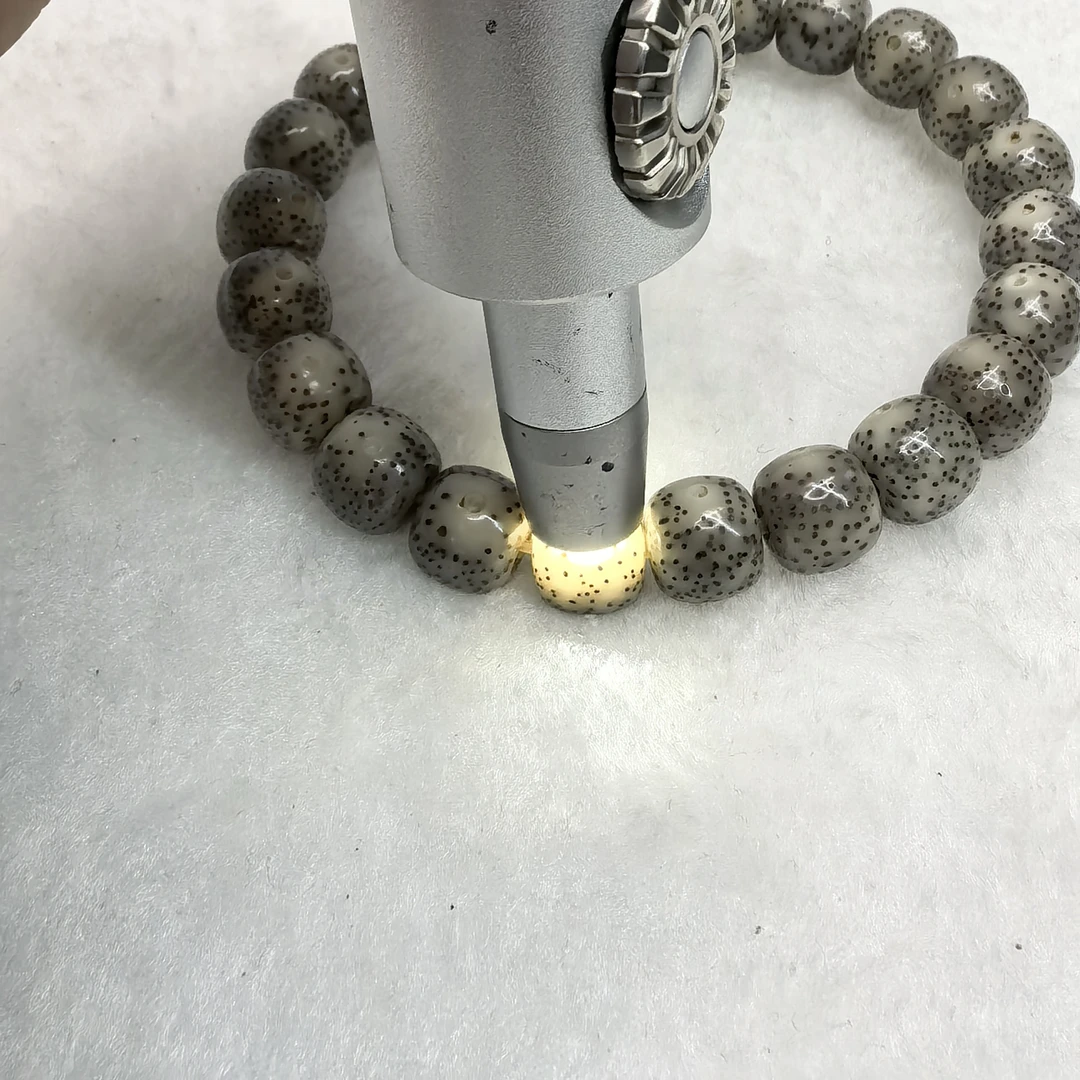 海南星月菩提 高端 糯冰奶奶黑灰手串单圈文玩