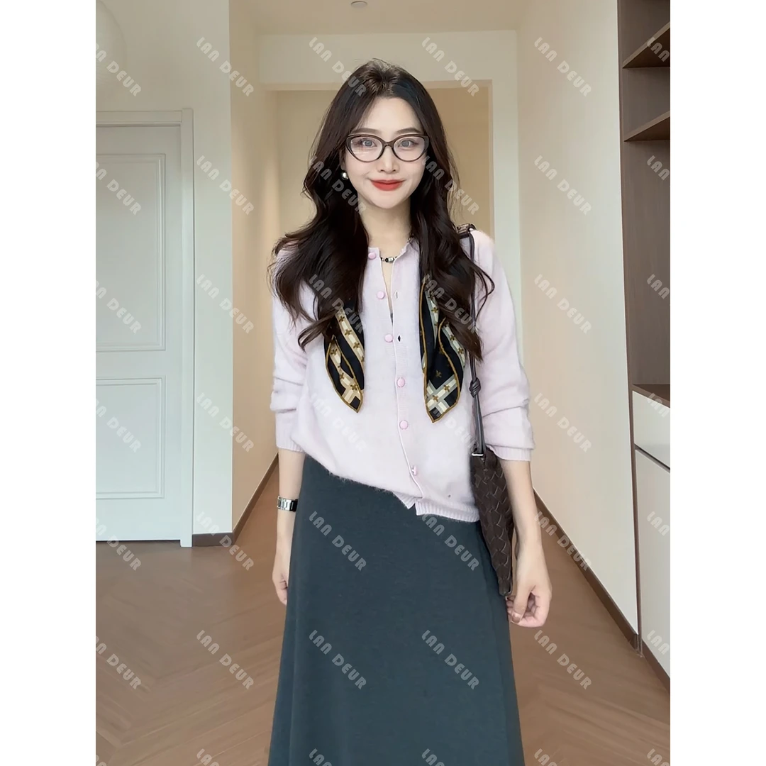 【公主恋人】羊毛羊绒针织开衫纯色气质时尚休闲毛衣女上衣