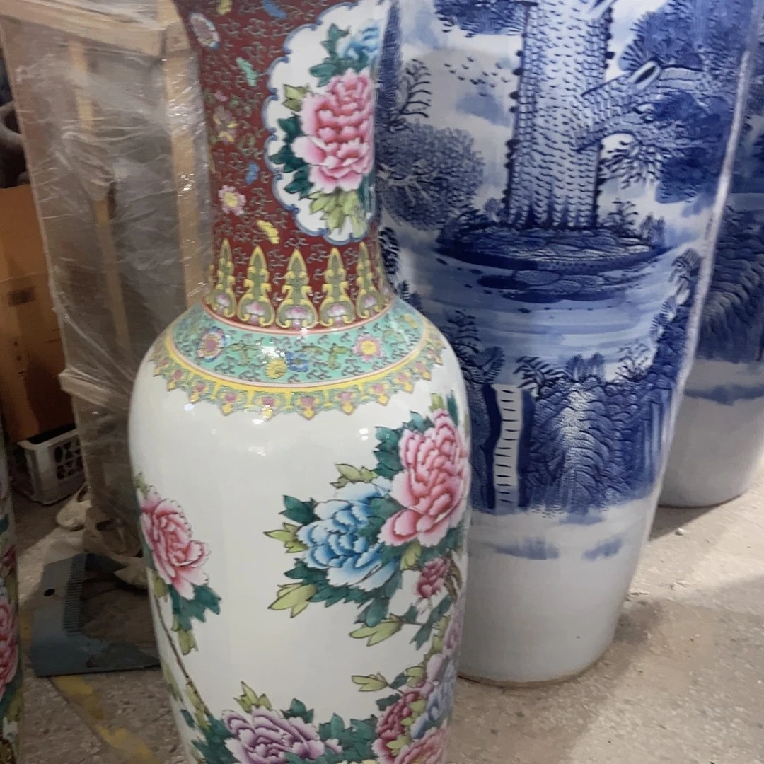 陶景德镇落地大花瓶高度1.2左右一对