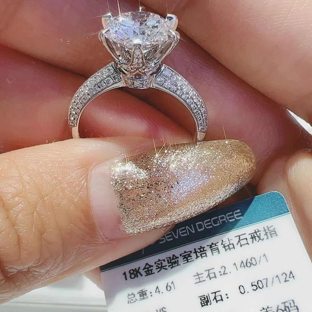 实验室培育钻石18K金镶嵌2.146ct12-13