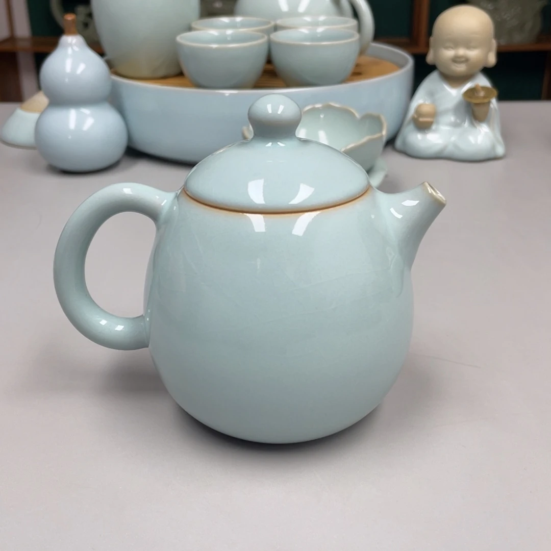 瓷天青色龙蛋壶张君老师