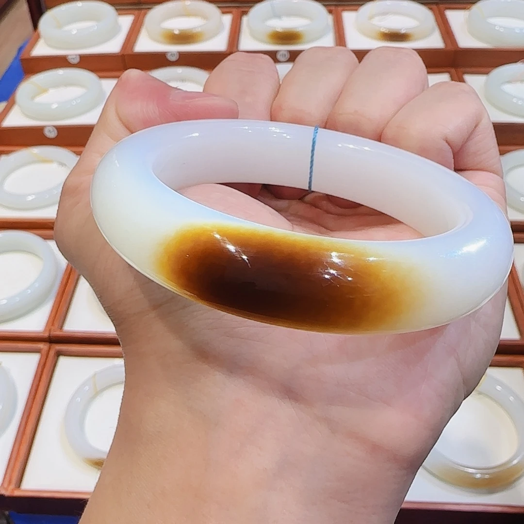 和田玉未镶嵌手镯且末传承级焦红糖58 59