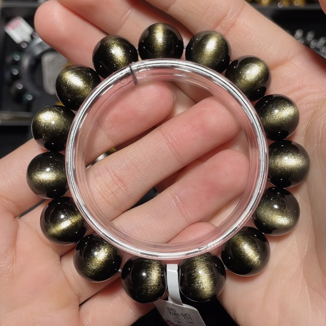 邪***米黑曜岩未镶嵌手链