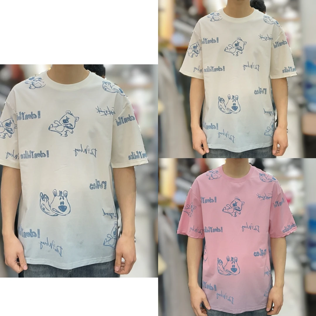 2512潮版短袖T恤男夏季时尚渐变卡通时尚吸汗透气