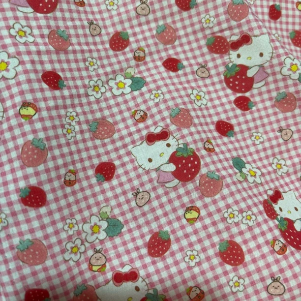 （3米价）纯棉100%棉 KT猫小格1.5宽夏季薄布裙子裤子衣服diy