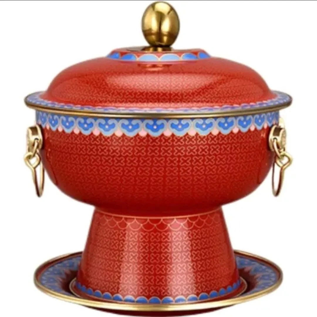 珐琅彩铜火锅铜锅直插电粗铜线线控商用家用紫铜火锅单人锅双人锅