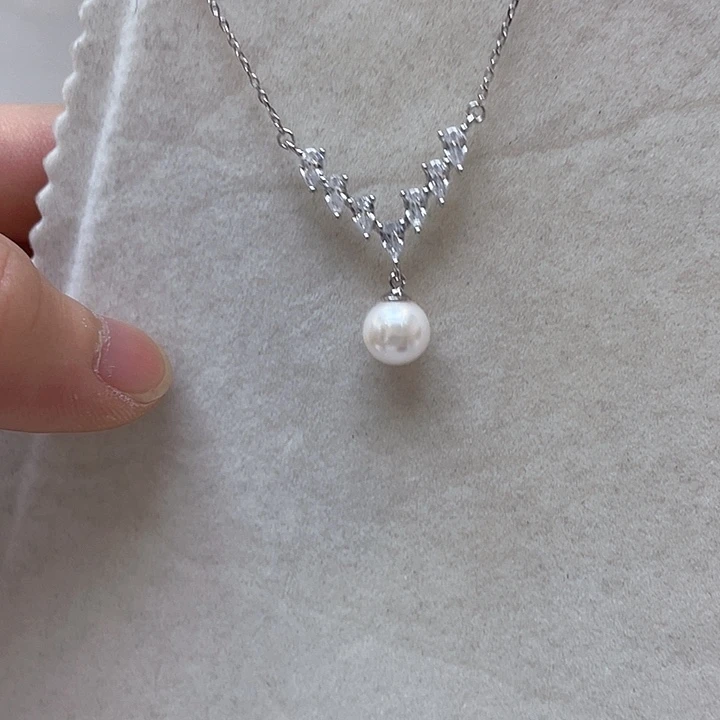 银S925镶嵌项链海水珍珠