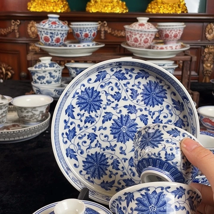 缠枝莲五件套茶具