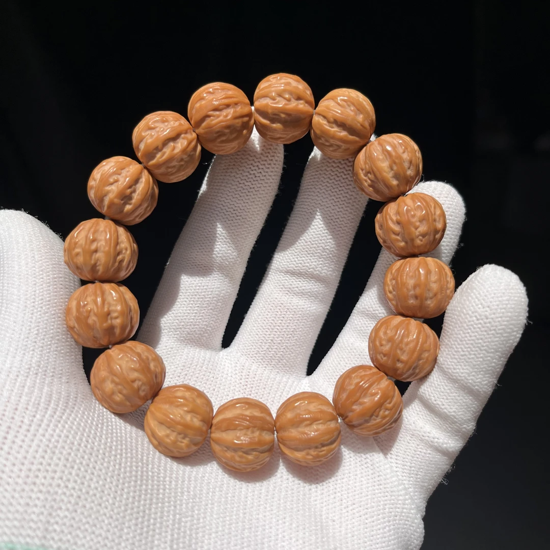 【海棠椿】京八棱猴头原皮手串聚宝盆雕刻盘玩核桃文玩