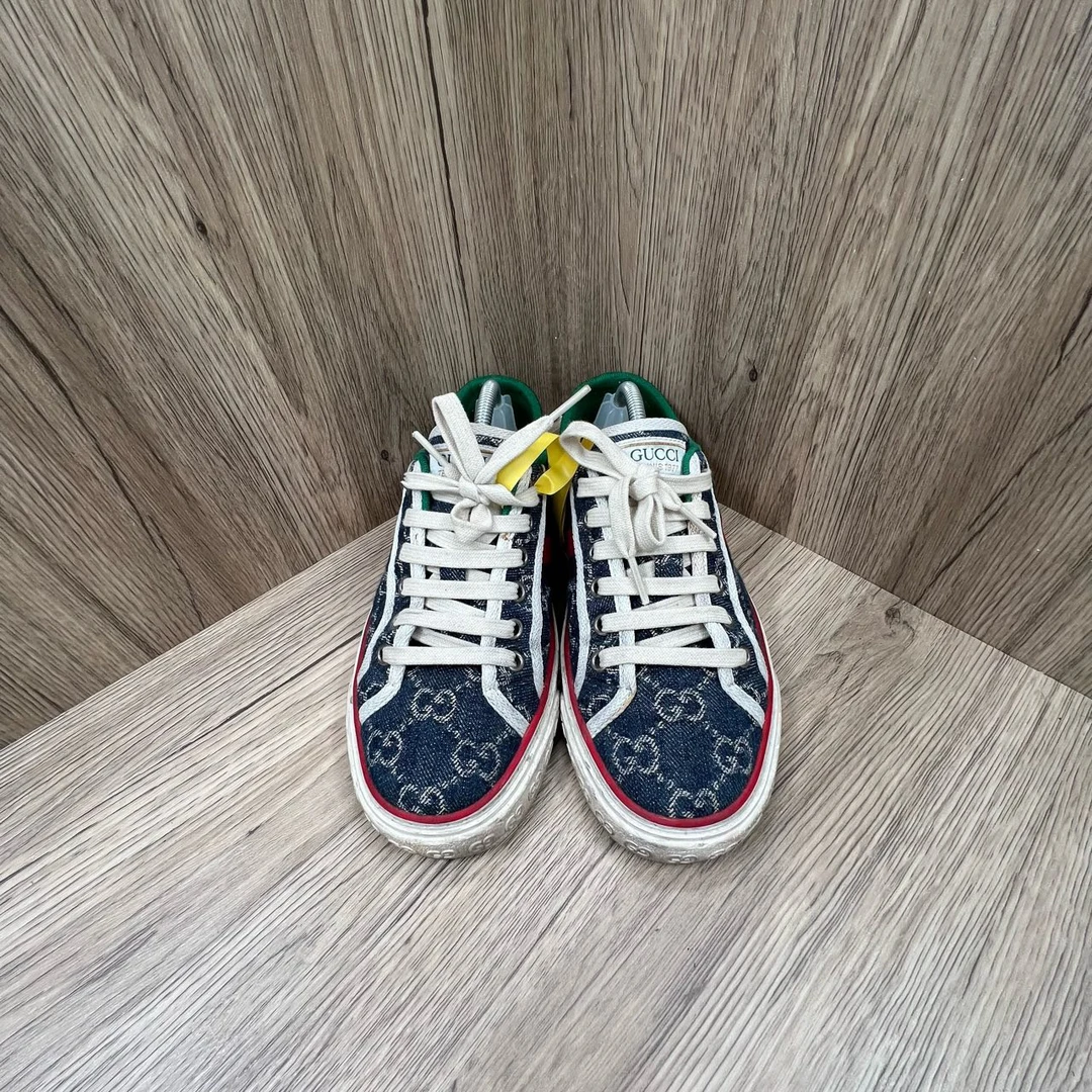 95新 GUCCI/古驰 1977 蓝色牛仔板鞋 36码/95新/6100/无配件