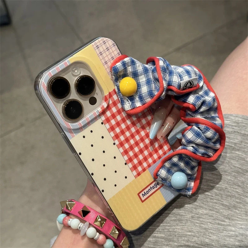 波点格纹腕带挂绳适用苹果16Promax大孔手机壳vivo华为oppo小米15